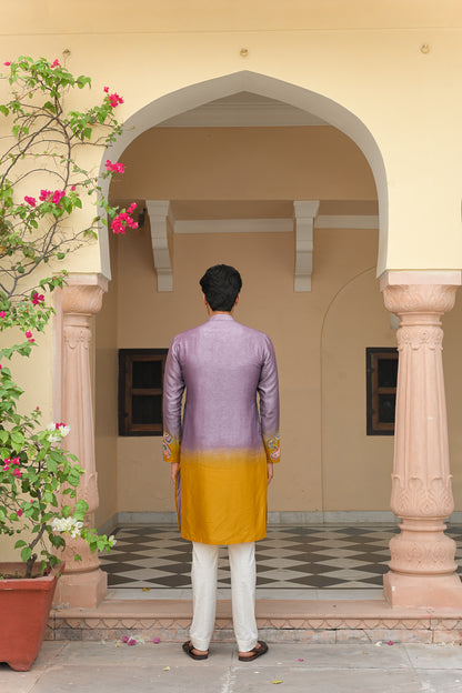SHADED APPLIQUÉ EMBROIDERED KURTA PANT SET