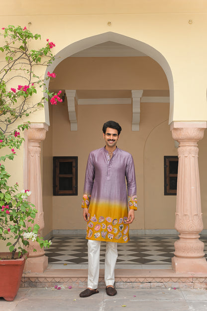 SHADED APPLIQUÉ EMBROIDERED KURTA PANT SET