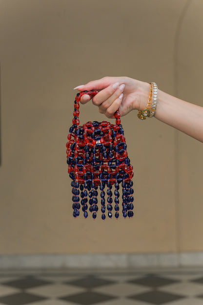 SCARLET BLOOM CRYSTAL TASSEL POTLI