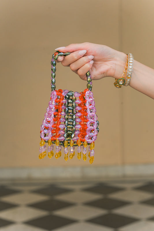 VIOLET BLOOM CRYSTAL TASSEL POTLI