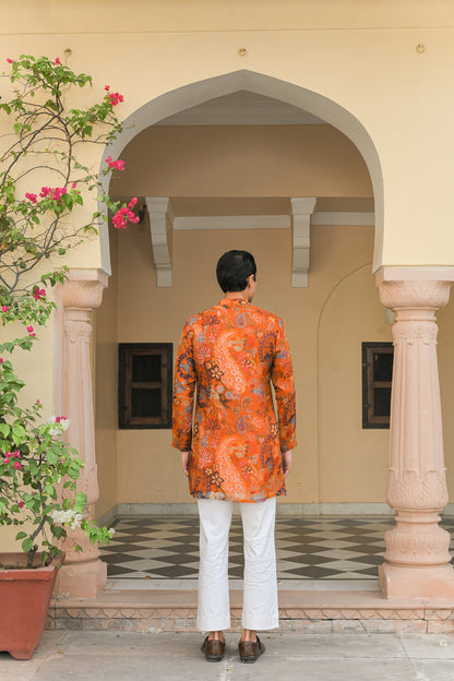 AMBER BLOOM MIRROR BORDER KURTA PANT SET