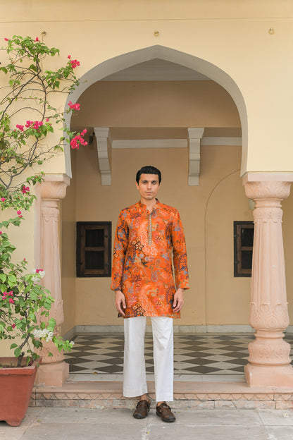 AMBER BLOOM MIRROR BORDER KURTA PANT SET