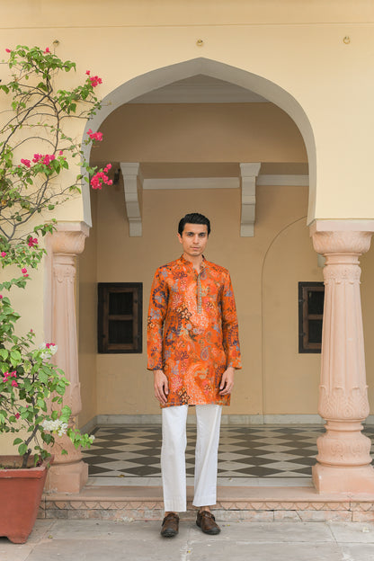 AMBER BLOOM MIRROR BORDER KURTA PANT SET