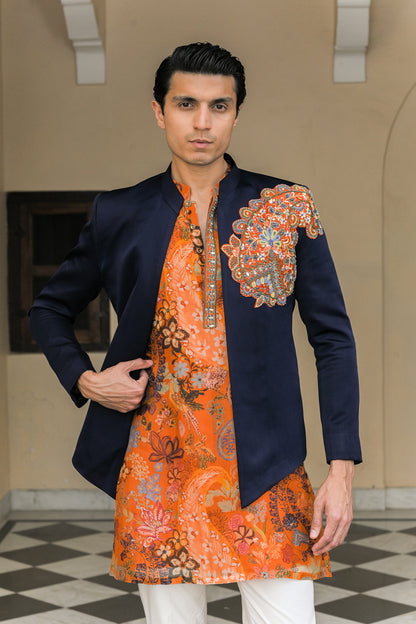 AMBER KURTA PAIRED WITH PATCH ACHKAN SET
