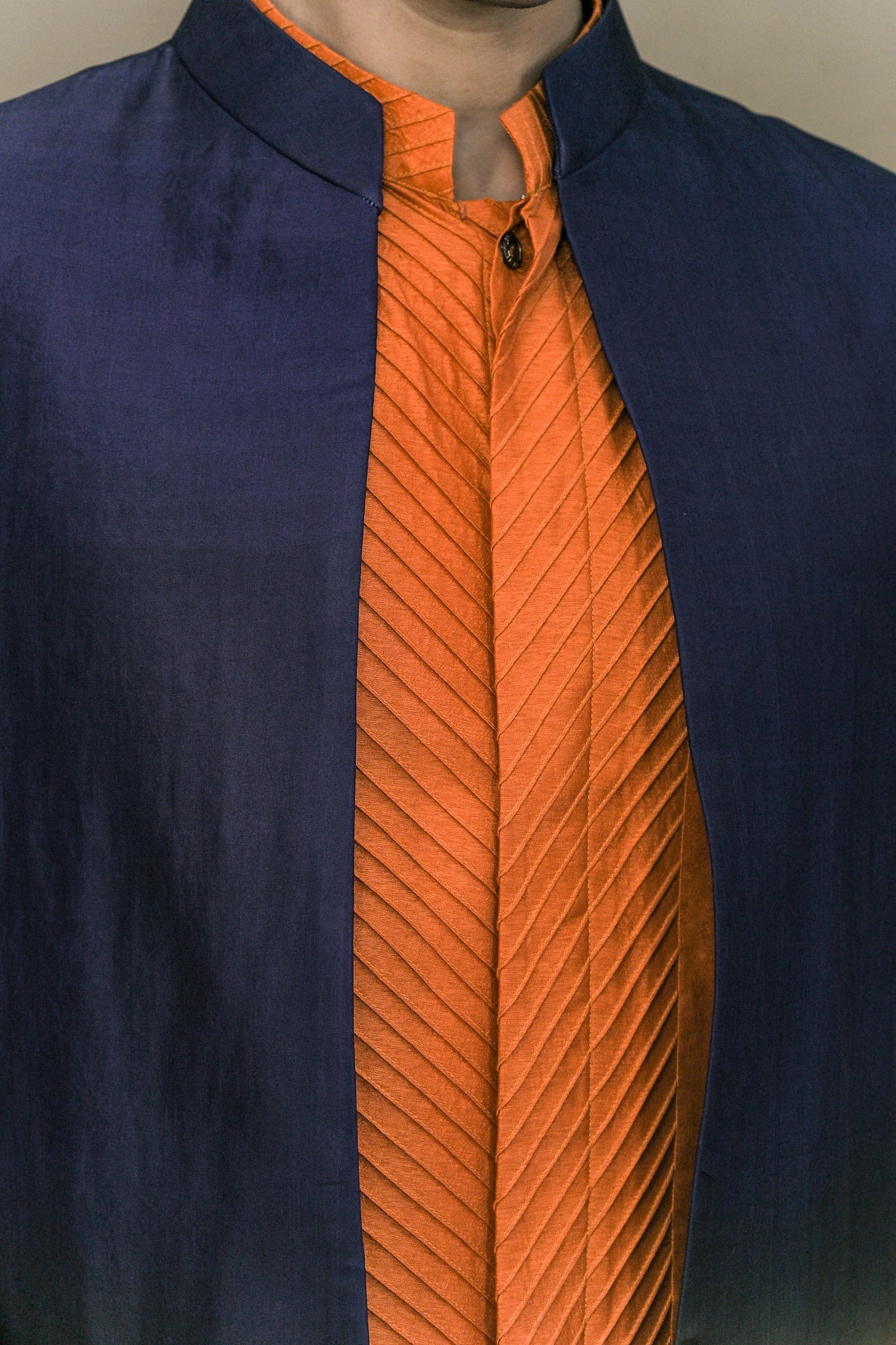 SHADED APPLIQUE HALF JACKET PAIRED WITH. PIN TUCK KURTA PANT SET
