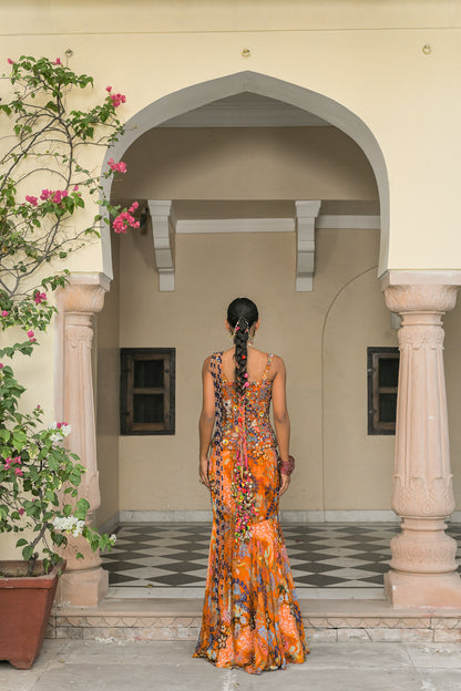 AMBER BLOOM CORSET + TASSLE PALLA PRESTICHED SAREE