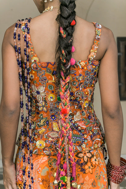 AMBER BLOOM CORSET + TASSLE PALLA PRESTICHED SAREE