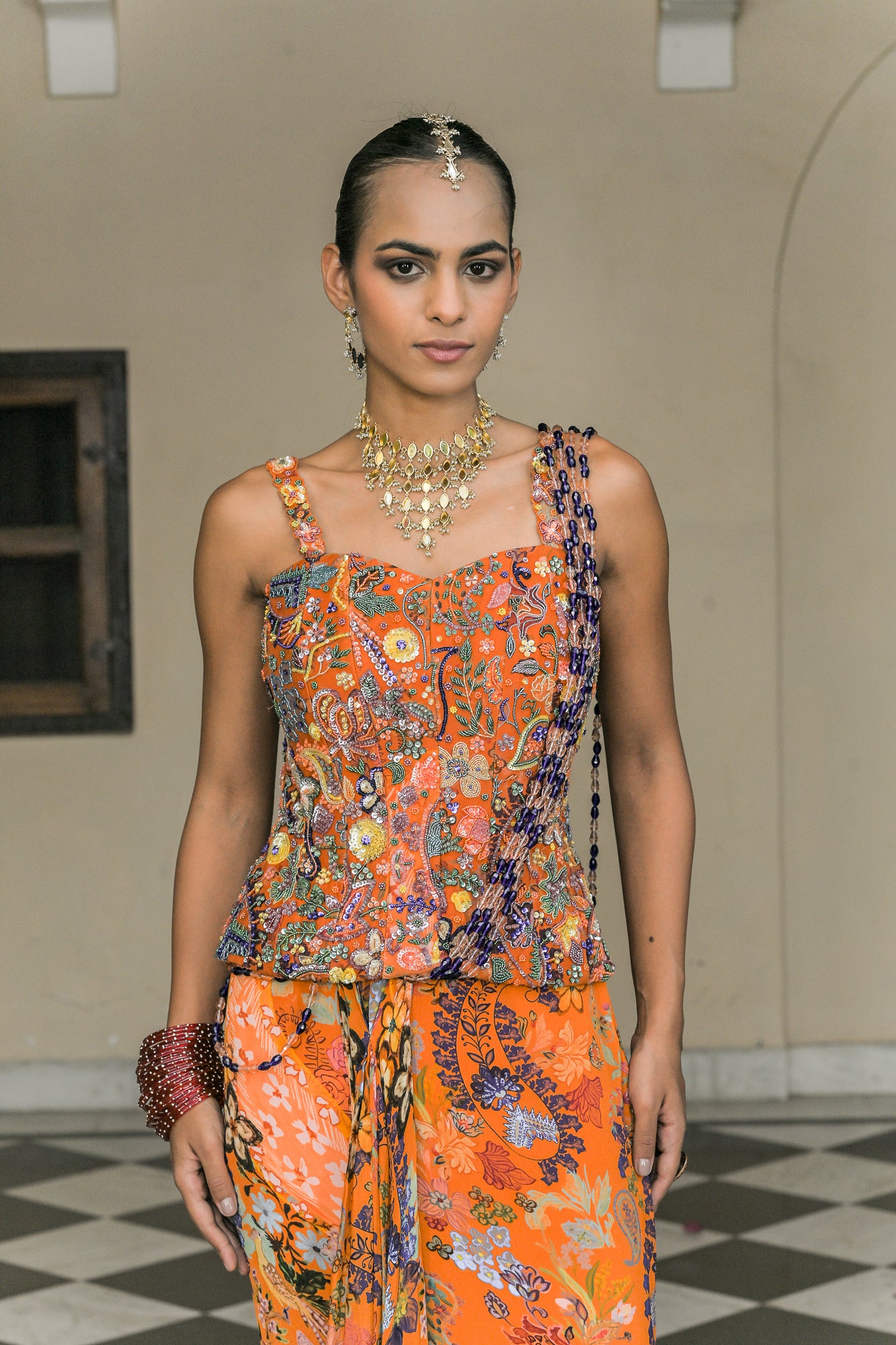 AMBER BLOOM CORSET + TASSLE PALLA PRESTICHED SAREE
