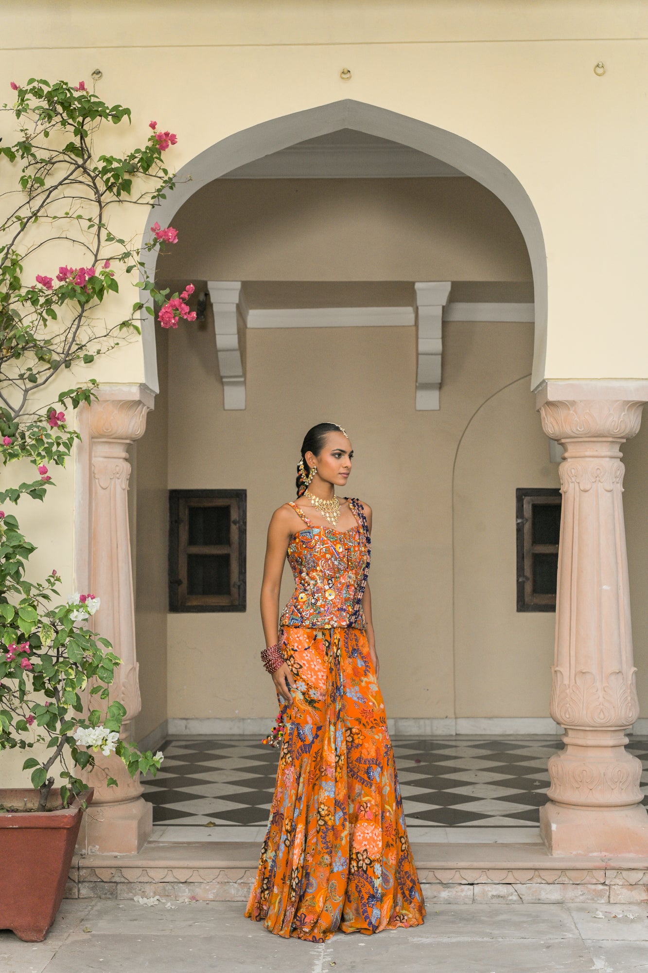 AMBER BLOOM CORSET + TASSLE PALLA PRESTICHED SAREE