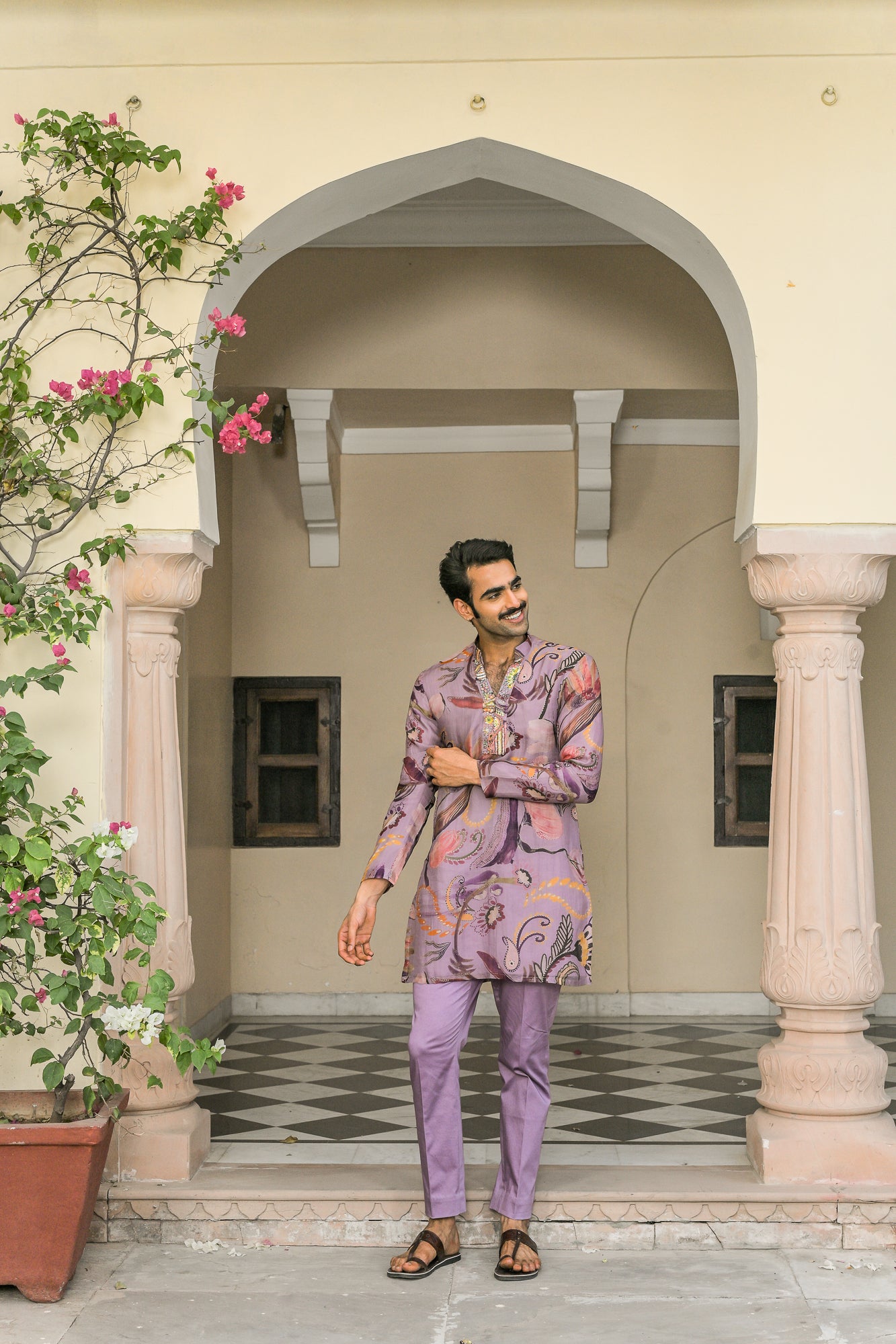 VIOLET BLOOM KURTA WITH STRAIGHT PANT SET