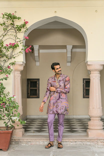 VIOLET BLOOM KURTA WITH STRAIGHT PANT SET