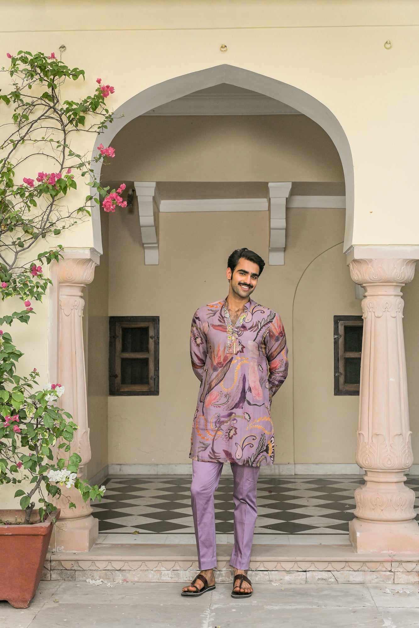 VIOLET BLOOM KURTA WITH STRAIGHT PANT SET