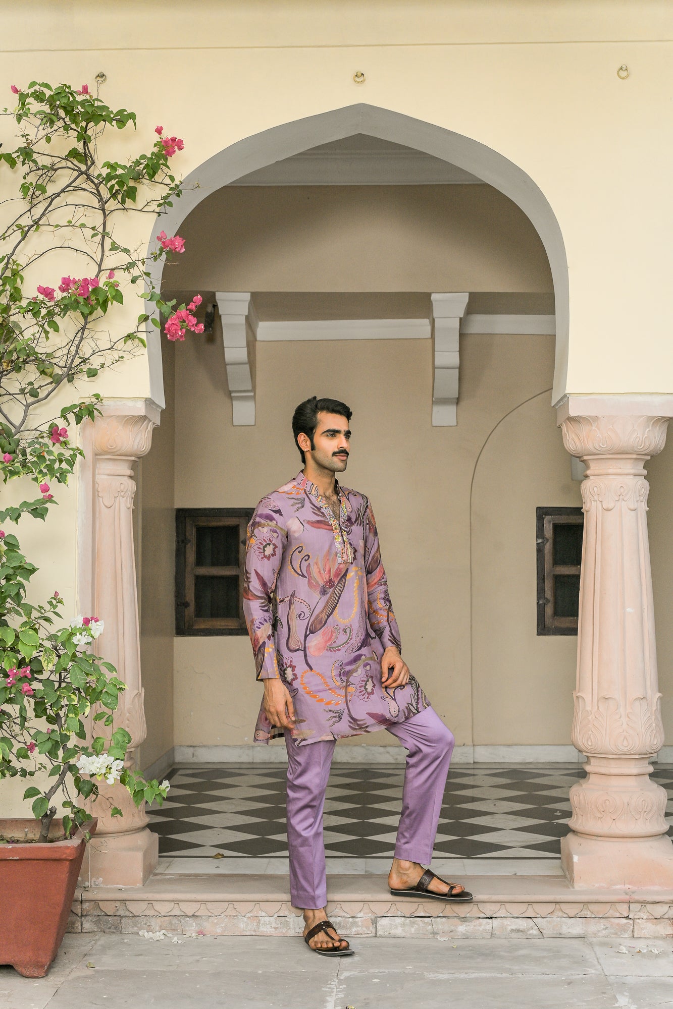 VIOLET BLOOM KURTA WITH STRAIGHT PANT SET