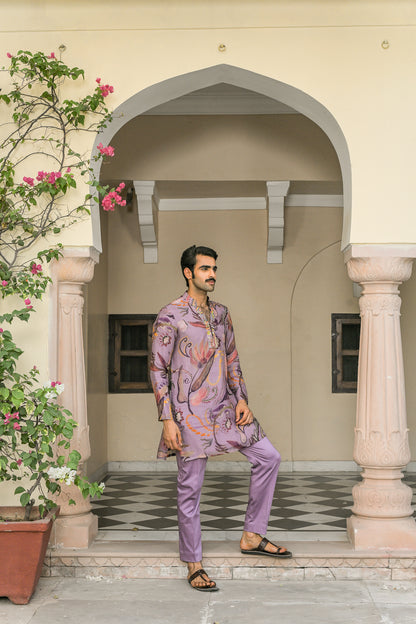 VIOLET BLOOM KURTA WITH STRAIGHT PANT SET