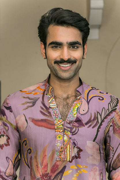 VIOLET BLOOM KURTA WITH STRAIGHT PANT SET