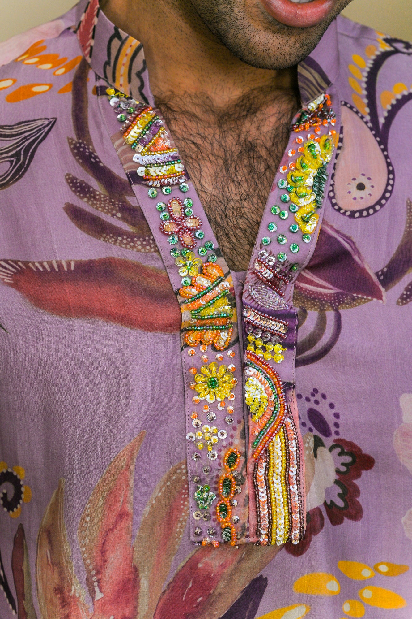 VIOLET BLOOM KURTA WITH STRAIGHT PANT SET