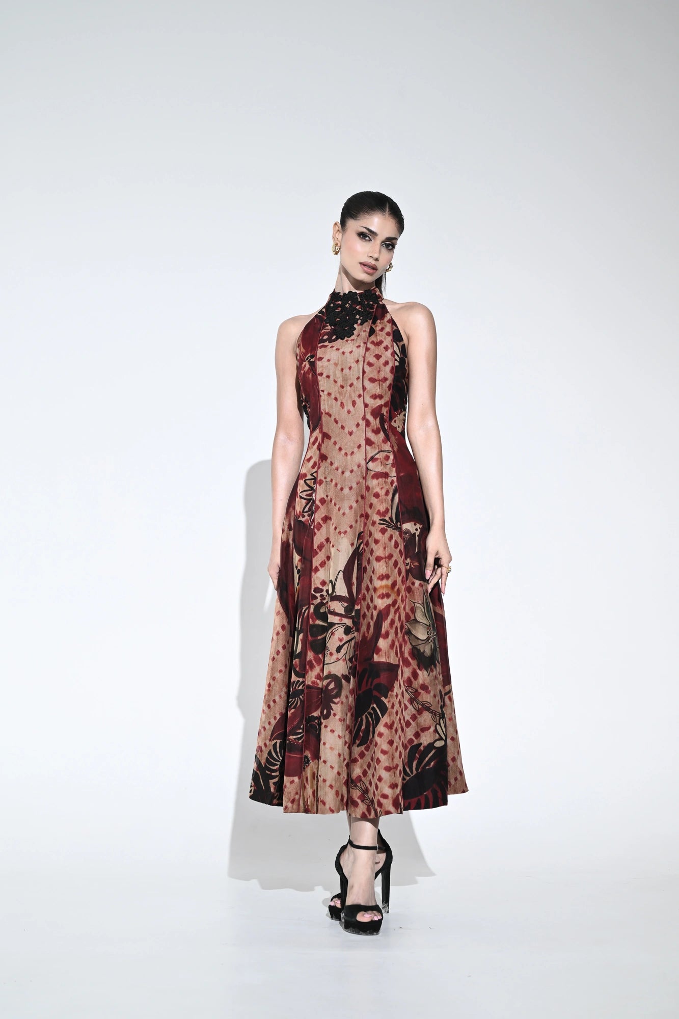 CRIMSON NOIR HALTER DRESS
