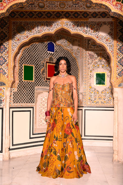 HIGHLIGHTED LEHENGA EMB CORSET