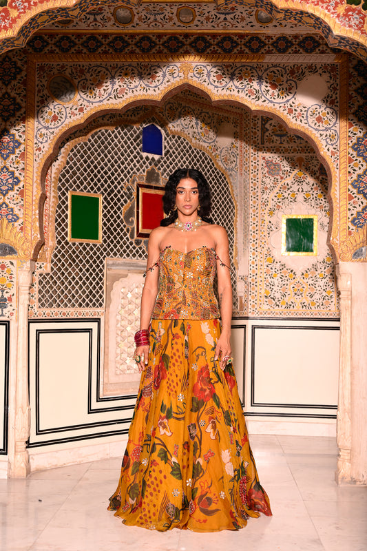HIGHLIGHTED LEHENGA EMB CORSET