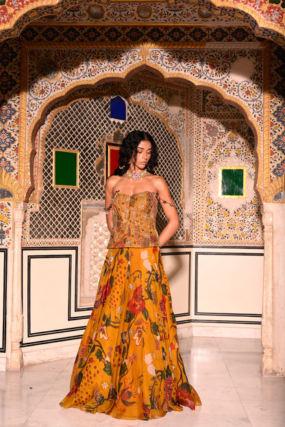 HIGHLIGHTED LEHENGA EMB CORSET