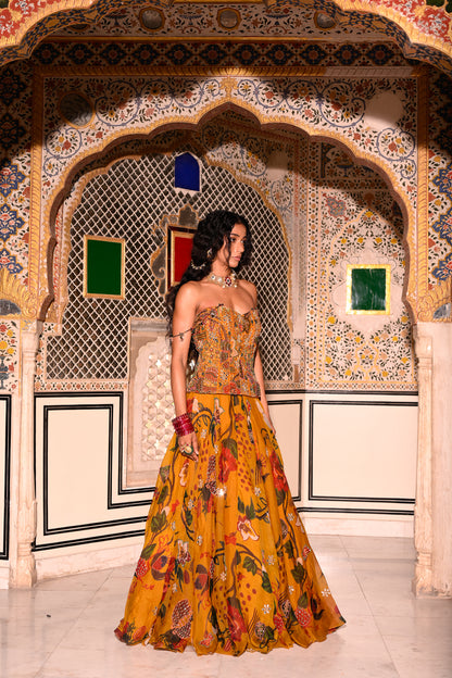HIGHLIGHTED LEHENGA EMB CORSET