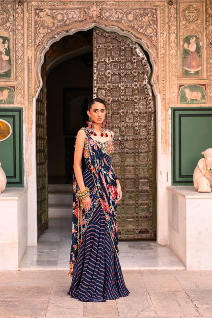 PRISTRICHED SAREE WITH CORSET BLOUSE