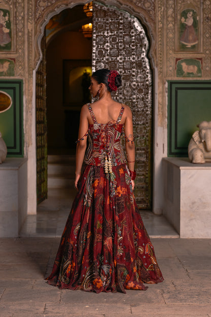 HIGHLIGHTED LEHENGA EMB CORSET