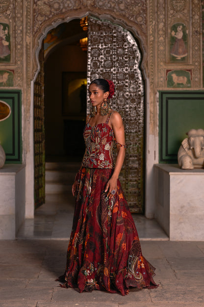 HIGHLIGHTED LEHENGA EMB CORSET