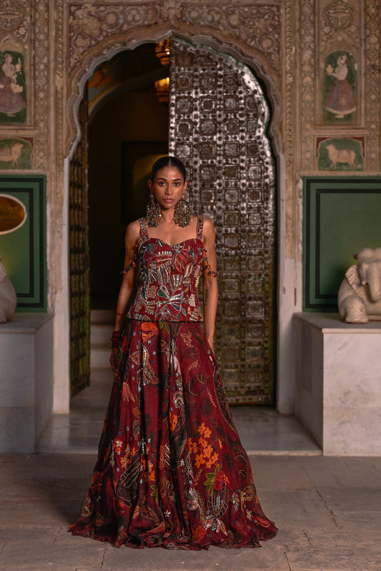 HIGHLIGHTED LEHENGA EMB CORSET