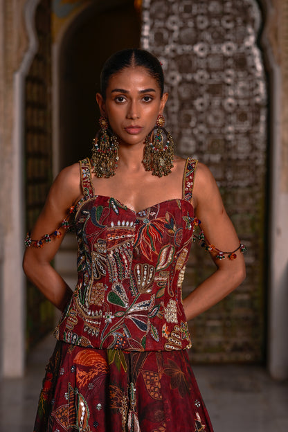 HIGHLIGHTED LEHENGA EMB CORSET