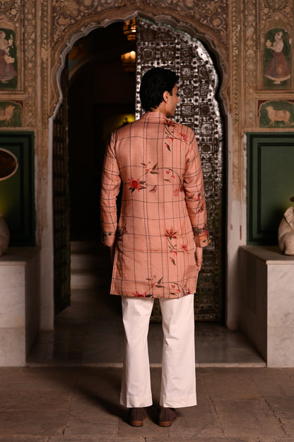 HIGHLIGHTED KURTA WITH FLAIR BEIGE PANT