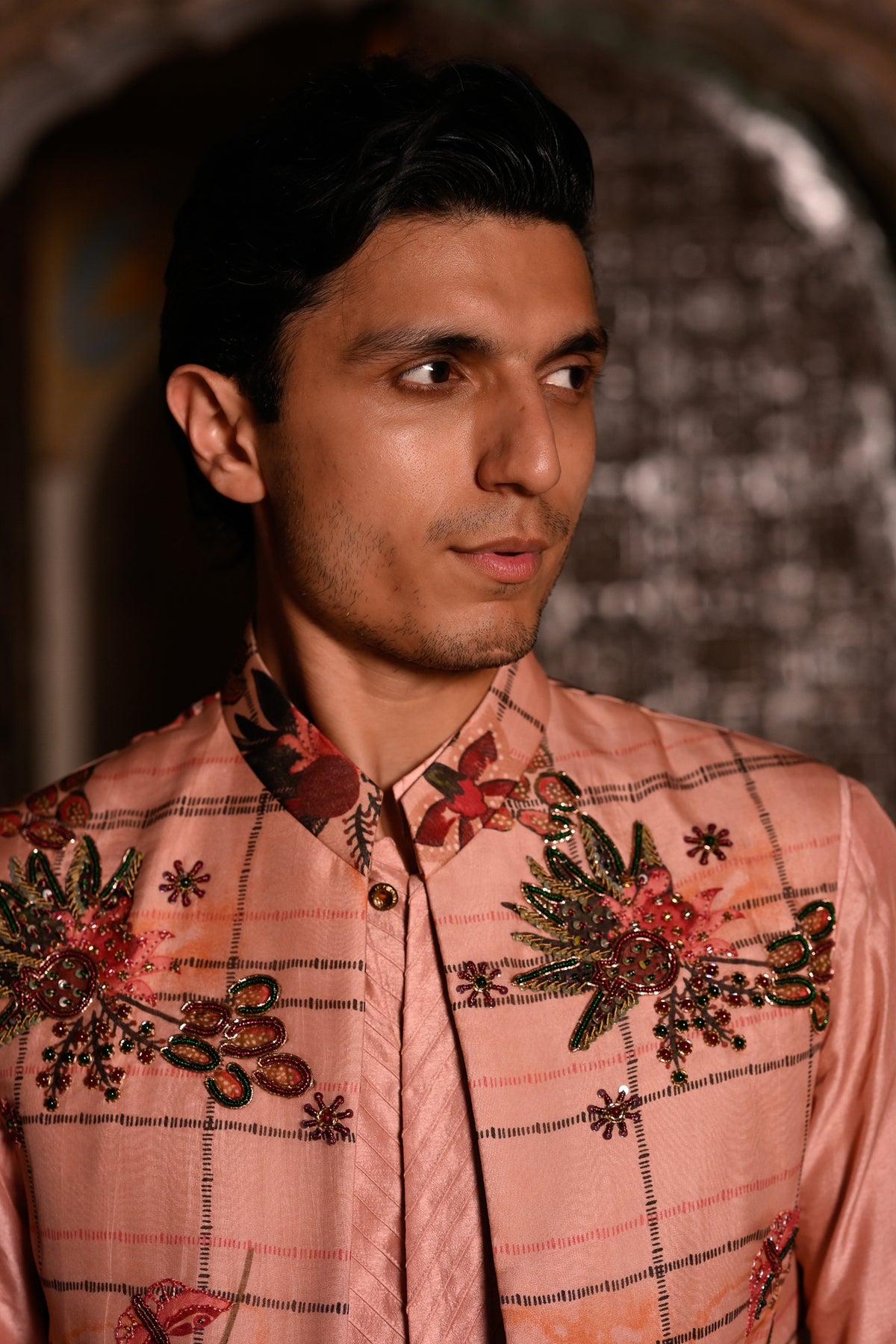 HIGHLIGHTED HALF JACKET WITH PINTUCK KURTA & FLAIR PANT