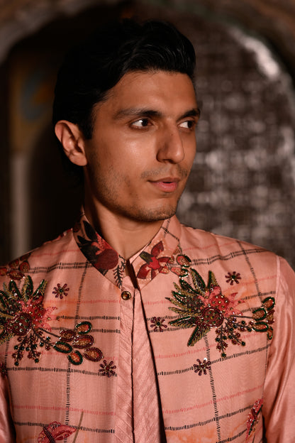 HIGHLIGHTED HALF JACKET WITH PINTUCK KURTA & FLAIR PANT