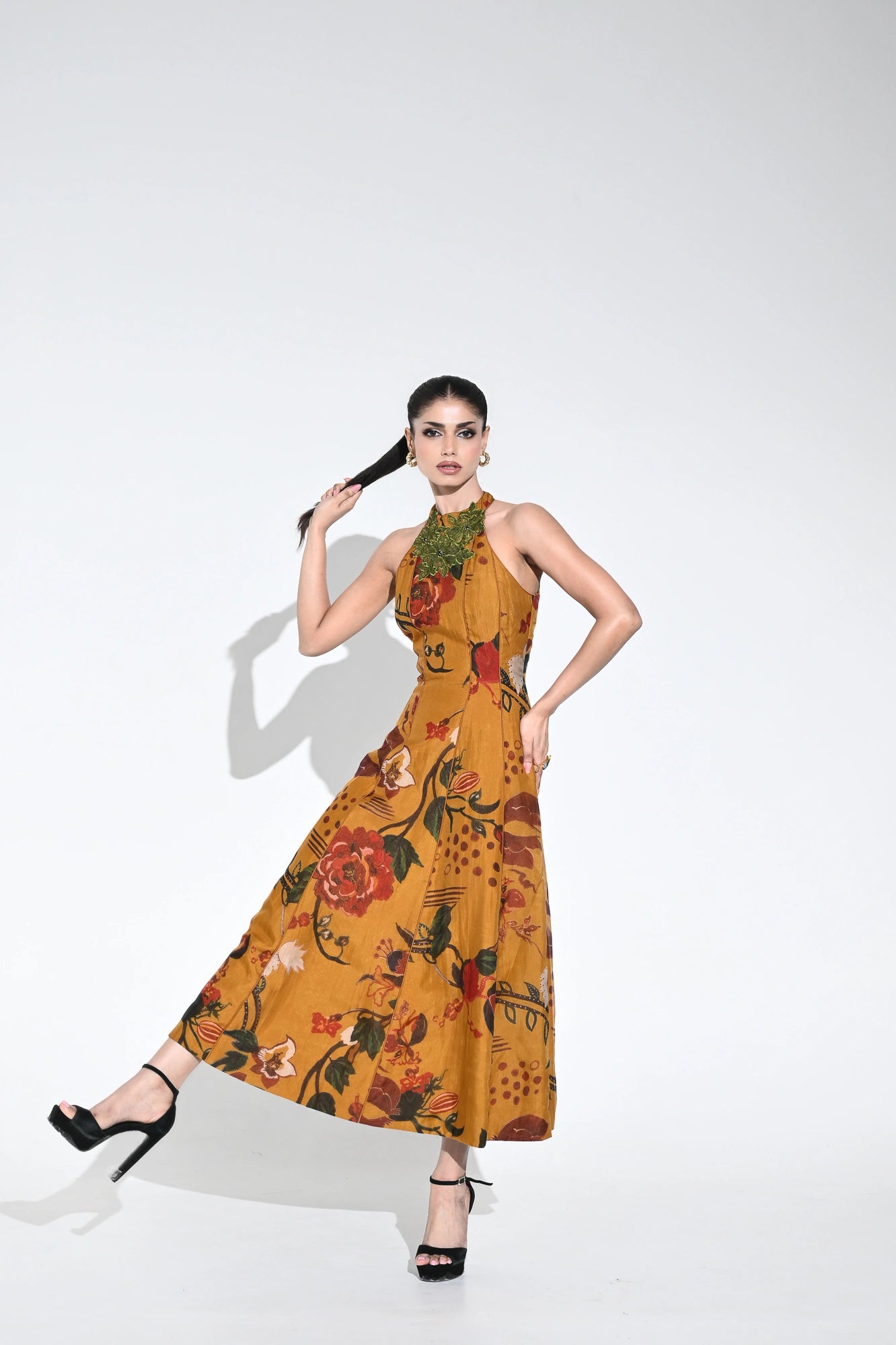 DUSK ROMANCE HALTER DRESS