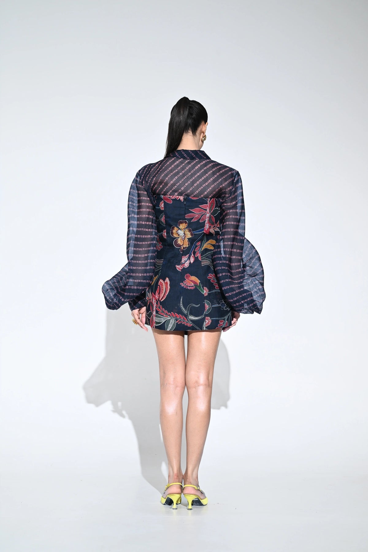 SAPPHIRE NIGHT CORSET DRESS PAIRED WITH ORGANZA SHIRT