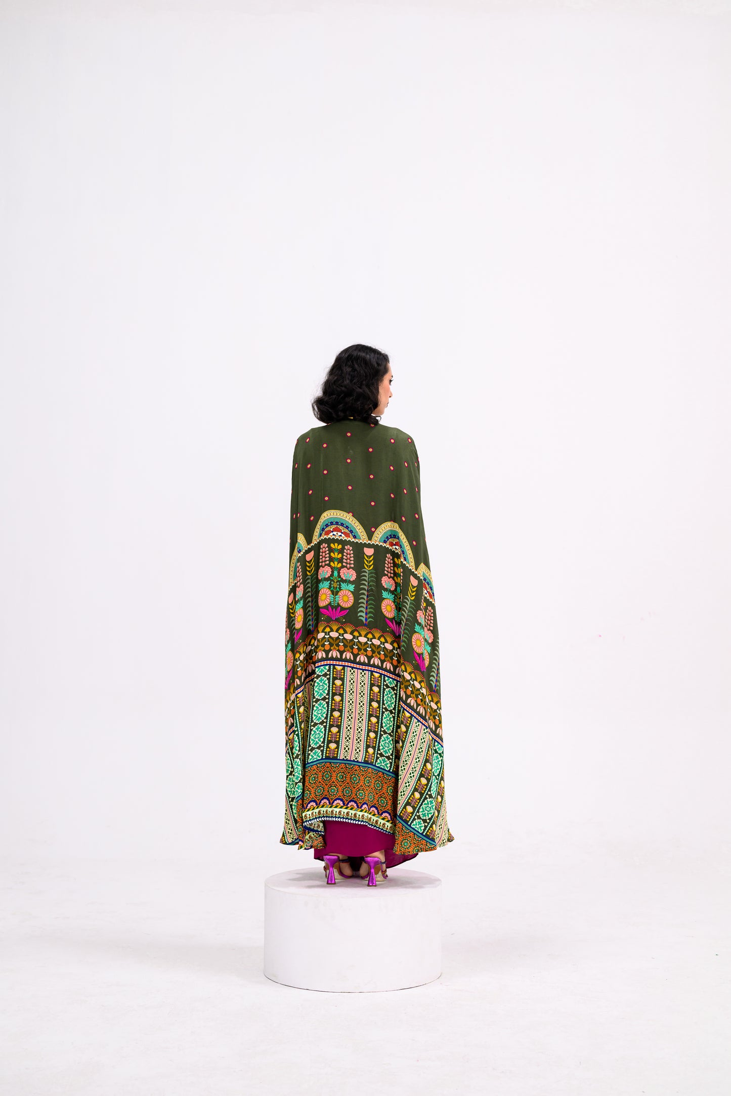 Rani Dhoti Set Paired Embroidered Barlette And Cape