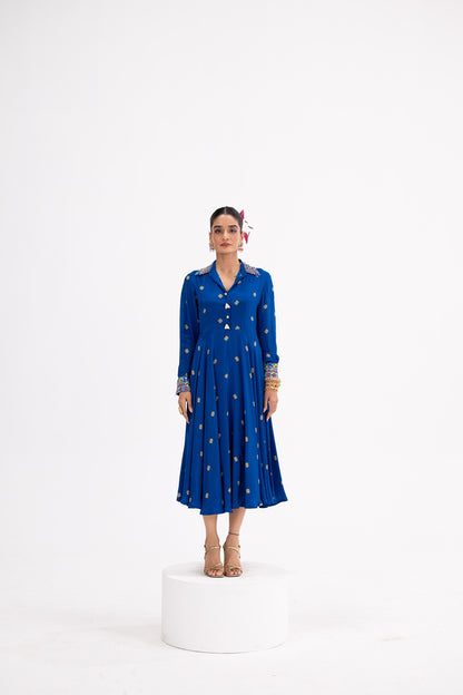 Blue Butta Shirt Dress With Inner