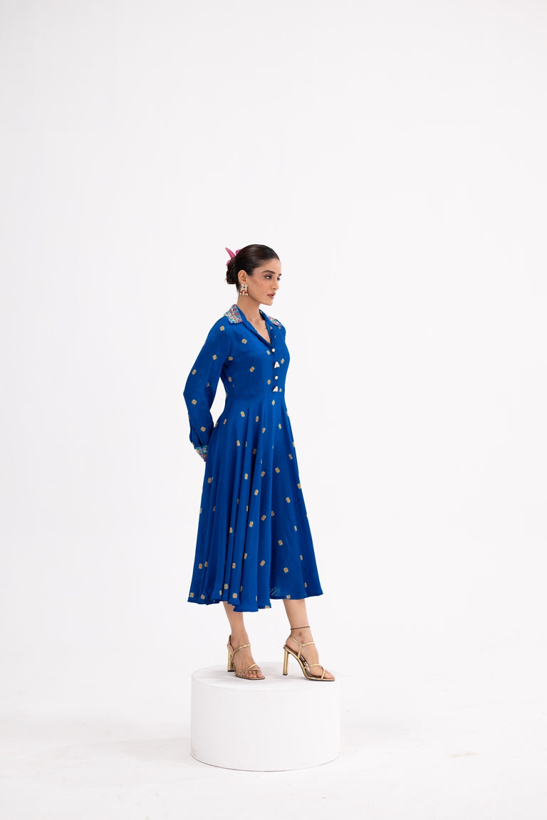 Blue Butta Shirt Dress With Inner