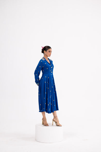 Blue Butta Shirt Dress With Inner