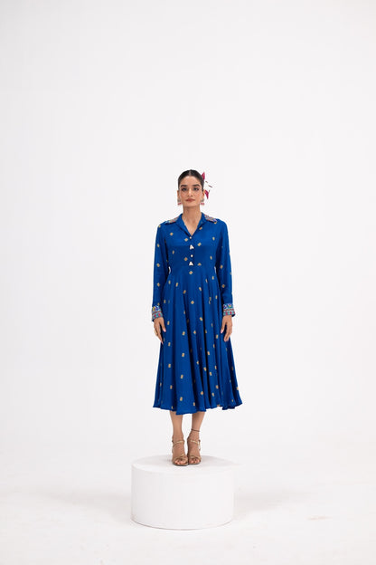 Blue Butta Shirt Dress With Inner