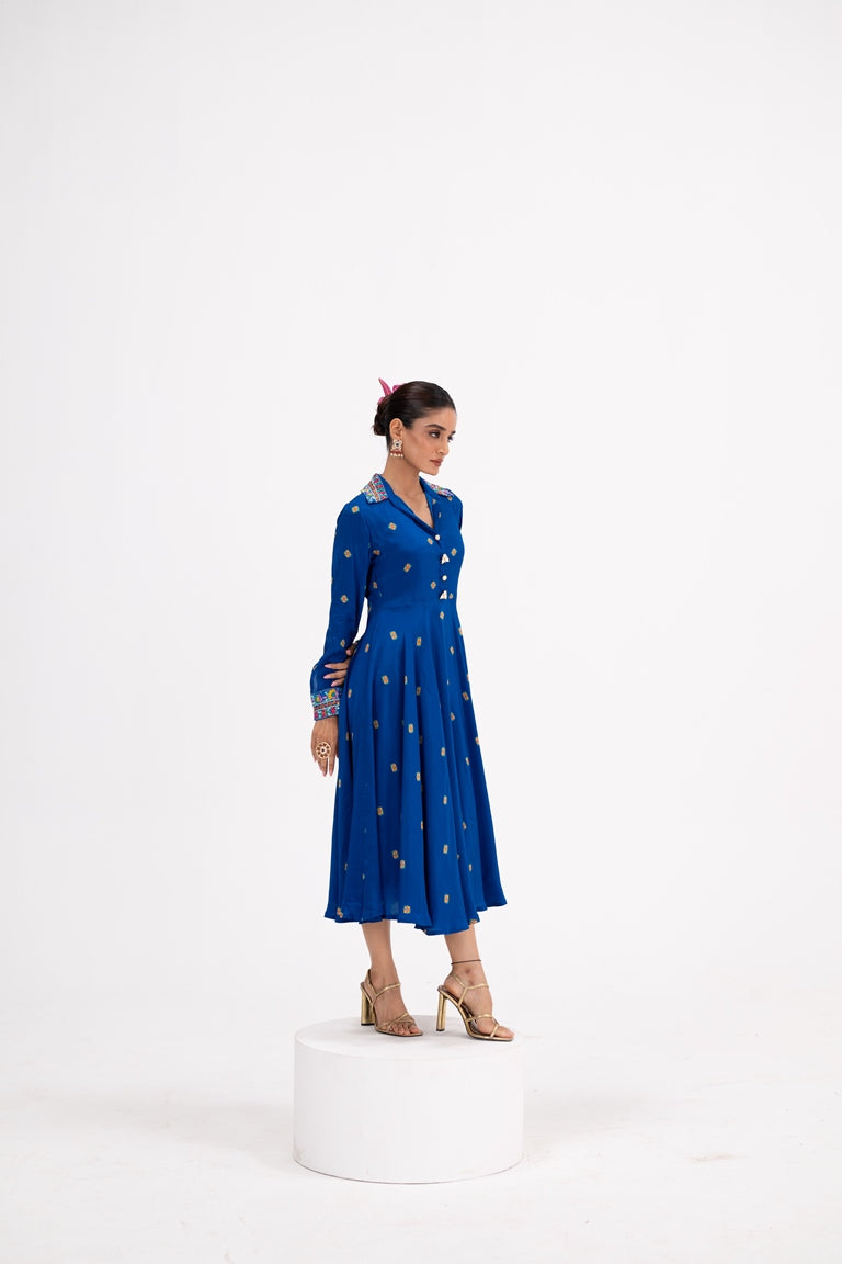 Blue Butta Shirt Dress With Inner