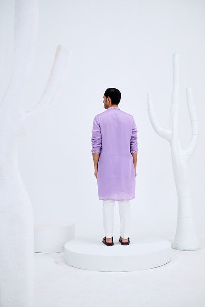 LAVENDER EMBELISHED KURTA PAIRED WITH WHITE PANTS