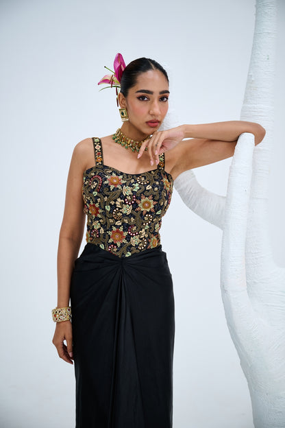 EBONY CORSET DHOTI DRESS (ONE-PIECE)