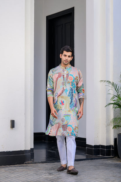 GARDENIA HIGHLIGHTED KURTA WITH PANTS
