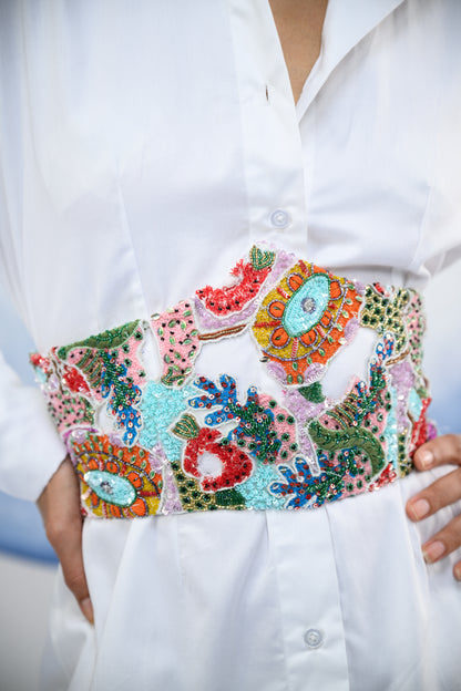 WHITE SHIRT DRESS PAIRED WITH MARINA CORSET