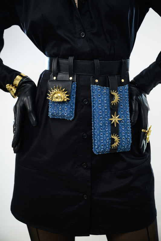 DOTTED DENIM BELT BAG