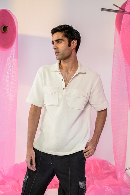 White Dotted Tshirt With Amara Cargo Men