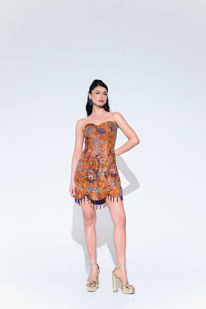 AMBER BLOOM EMBROIDERED HEAVY DRESS