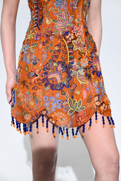 AMBER BLOOM EMBROIDERED HEAVY DRESS