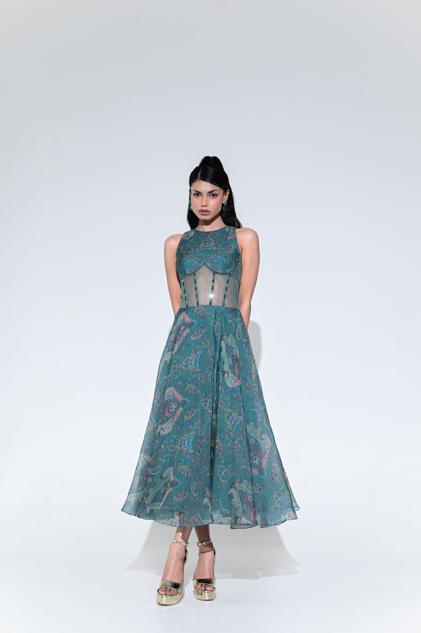 IRIS MIST CRYSTAL MIDI DRESS